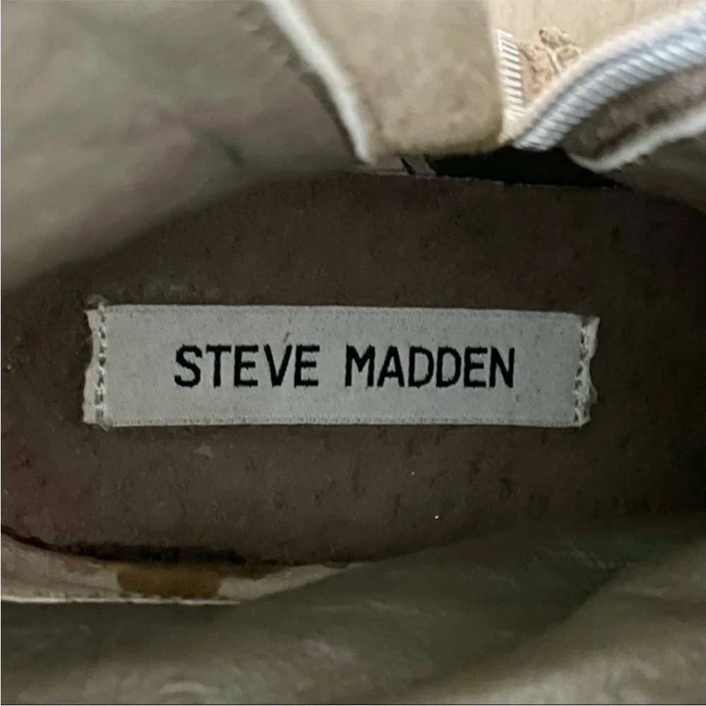 Steve Madden Boots Girls 6 Monicaa Leather Studded Stone Taupe Motorcycle Biker